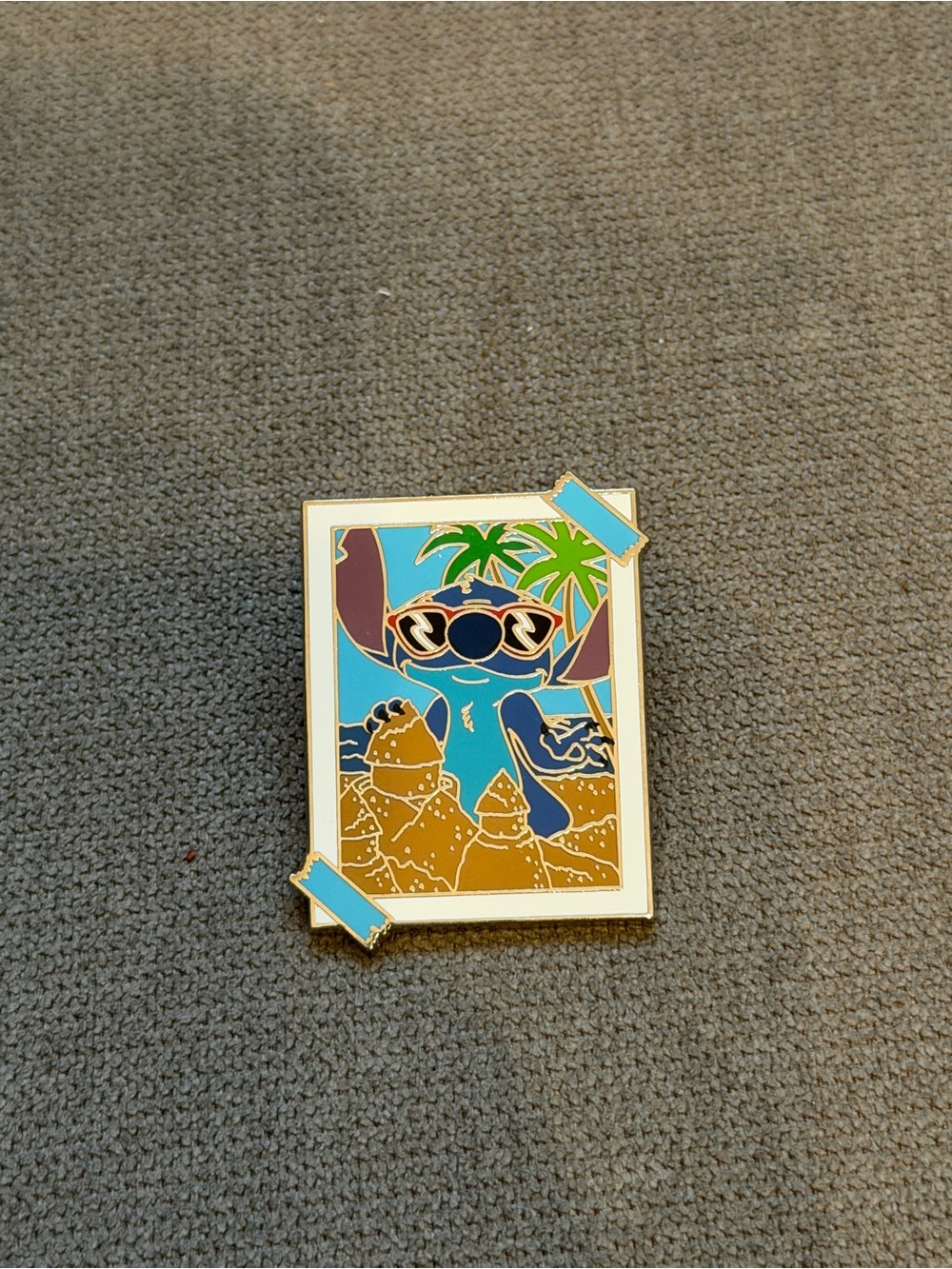 Disney Parks Stitch with Sand Castle Photograph Photos Picture Mystery Pin